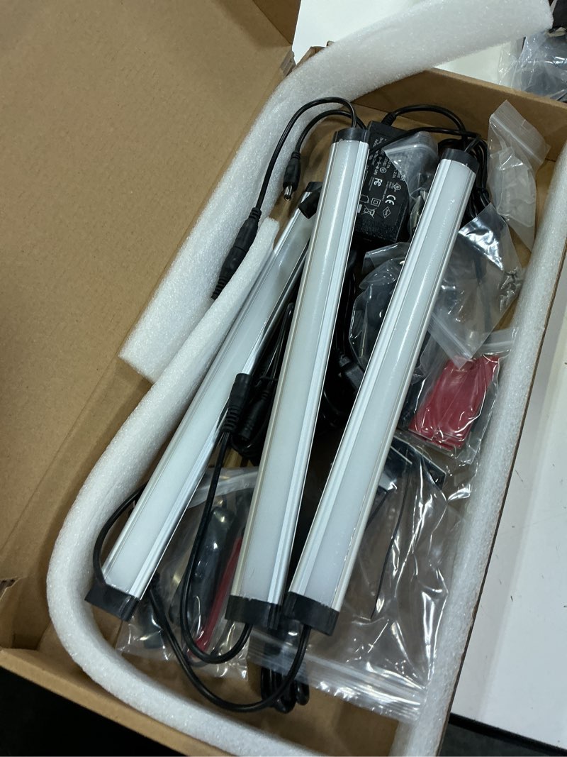 Condition photo showing Good Condition for litever kitchen under cabinet led lighting kits,3 pcs 1 feet super bright led light bars per set, daylight white 20w 1000 lumen dimmable plug in for kitchen cabinets counters cases 5000k (3 bars kit)
