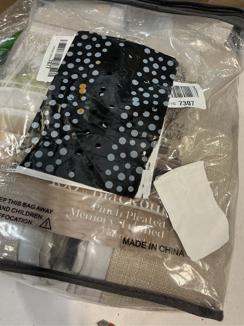 Condition photo showing Good Condition for pinch pleated blackout 102 inch bedroom curtains 2 panels set linen dual layer soundproof farmhouse window drapes for living room with hooks rings back tab 100% black out window drapes 40x102 burlywood birch 40"w x 102"l (pack of 2)