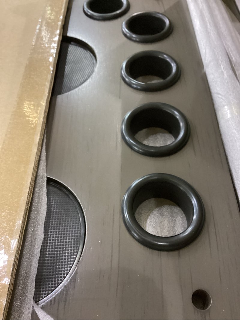 Condition photo showing New/Like New for Pool Cue Rack Hold up to 8 Sticks & Billiard Accessories. Floor Stand Pool Cue Stick Holder Made of 100% Solid Hardwood.(GREY)