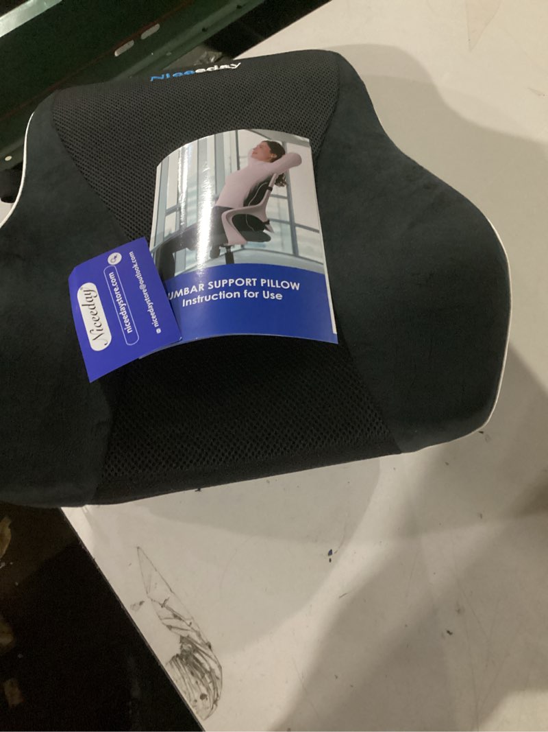 Condition photo showing Good Condition for Lumbar Support Pillow for Car, Lower Back Support for Driving Seat Memory Foam Lumbar Pillow for Office Chair - Back Pain Relief for Car Seat, Wheelchair (Black)