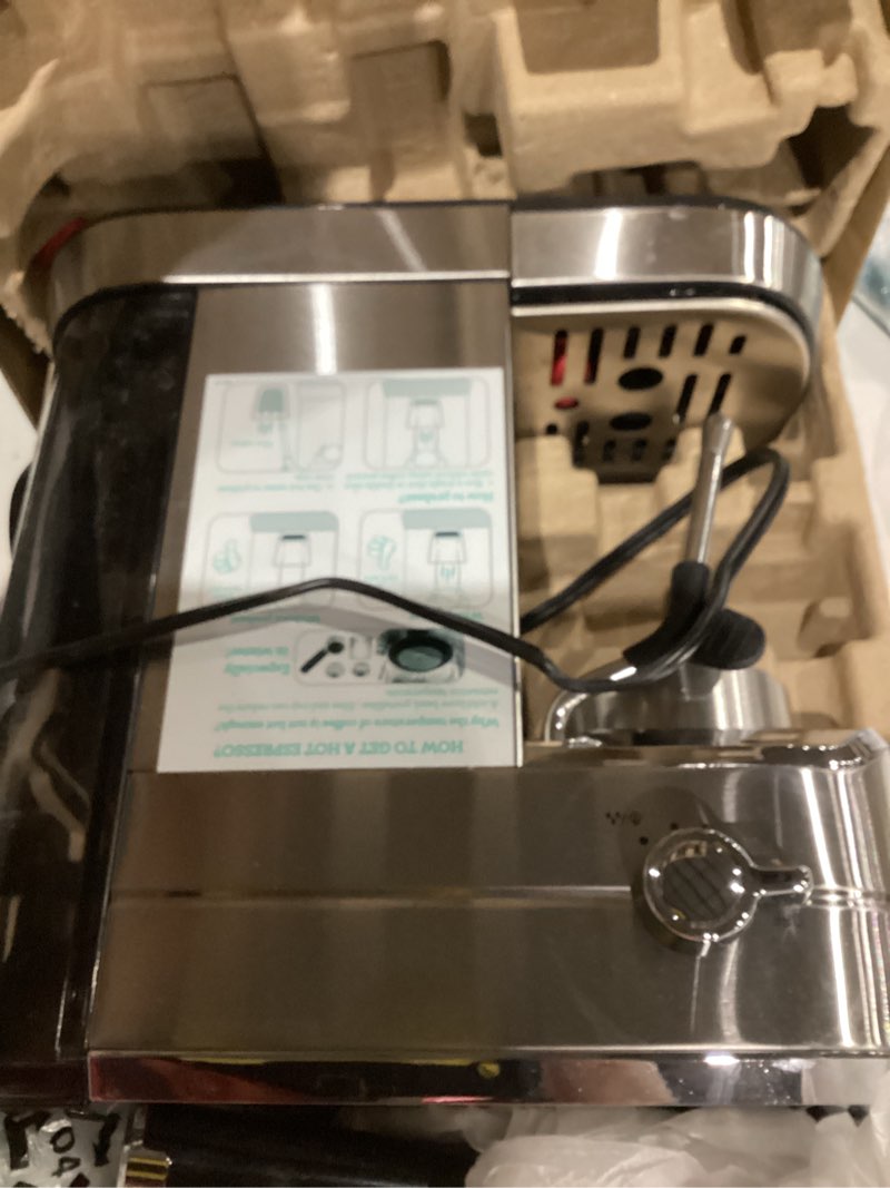 Condition photo showing As Is for CASABREWS 5418 PRO Espresso Machine 20 Bar, Upgraded Espresso Maker with Powerful Steam Milk Frother, Stainless Steel Coffee Machine with Fast Heating System for Cappuccino, Latte, Silver A-Silver