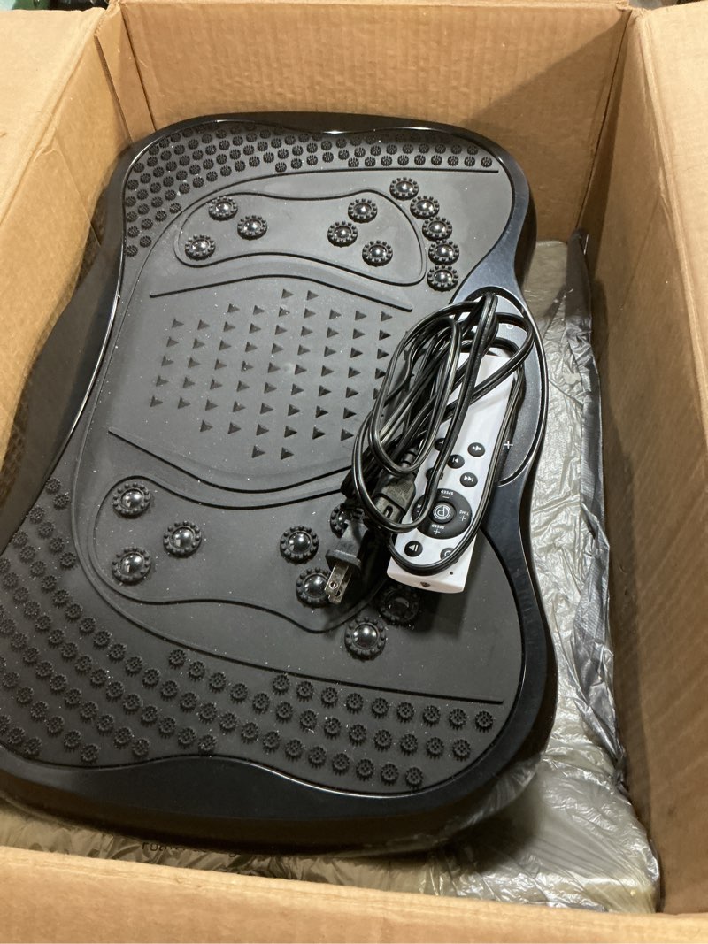 Condition photo showing Good Condition for vibration plate exercise machine, lymphatic drainage machine for weight loss, lymphatic drainage & muscle recovery, multiple speeds with bluetooth & remote, max user weight 330lbs pure black
