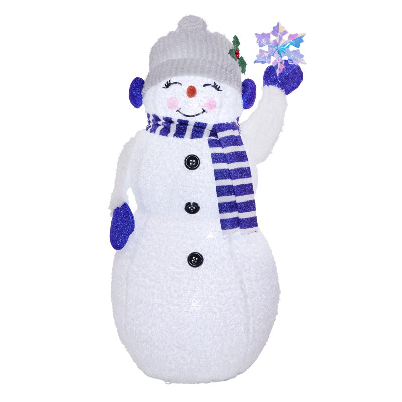 Holiday Living 48-in Freestanding Snowman Yard decoration with White..