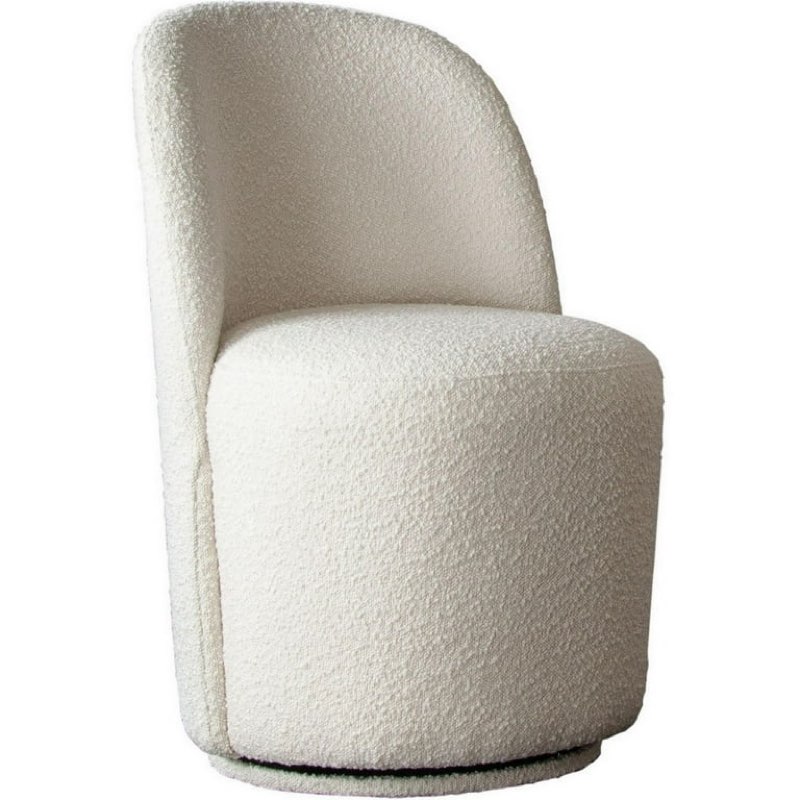 24 Inch Accent Dining Chair Swivel Base Boucle Fabric Ivory