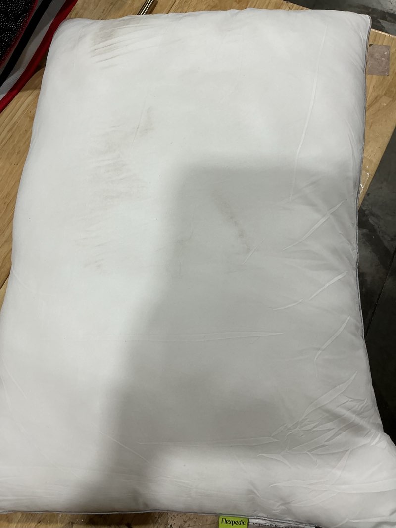 Condition photo showing As Is for pacific coast bed pillow, luxury hotel goose feather and down pillow for sleeping with 100% cotton shell, medium supportive, standard size standard (pack of 1)
