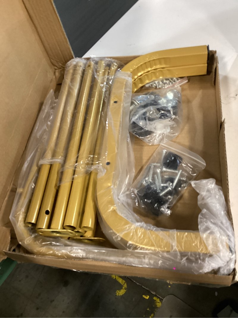 Condition photo showing Good Condition for jiuyotree metal clothing rack with wheels 43.3 inches rolling clothes garment coat rack with bottom shelf clothing rack for hanging clothes coats skirts shirts sweaters gold gold 43.3"w x 15.75"d x 61"h with wheels