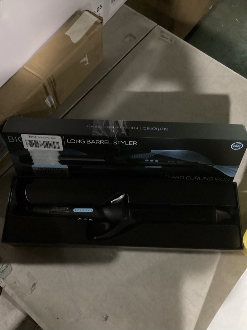 Condition photo showing Good Condition for bio ionic long barrel curling iron with moisture heat technology & nanoionic mx versatile curling wand - multiple barrel sizes for tight, classic, loose & soft curls 1.5 inch (soft curls) black