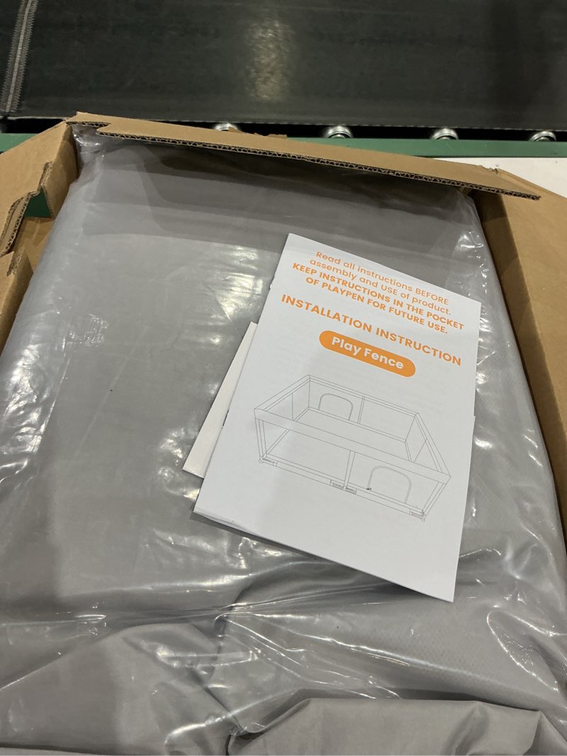 Condition photo showing As Is for xvishx baby playpen, 79 x 79 inch play pen, playpen for babies and toddlers, baby playard for indoor & outdoor active center game fence, with skin-friendly fabric and soft breathable mesh grey grey 79 × 79 inch