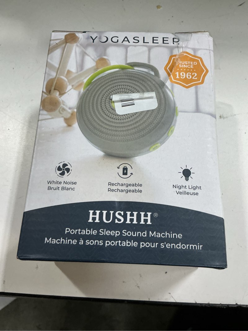Condition photo showing New/Like New for yogasleep hushh portable white noise sound machine for baby, 3 soothing natural sounds with volume control, compact size, noise canceling for sleep aid, office privacy, & meditation, registry gift