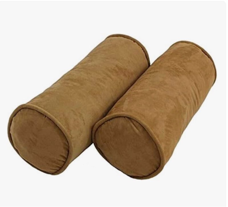blazing needles corded microsuede throw pillows (set of 2), 20" x 8", camel