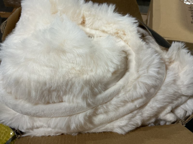 Condition photo showing Good Condition for EverGrace Ultra Soft Luxury Fluffy Faux Rabbit Fur Throw Blanket, Thick Warm Bubble Throw for Bed, Cozy Plush Reversible Blankets for Couch, Chair, Sofa, Ivory White, 60x80 Inches Ivory White 60"x80"