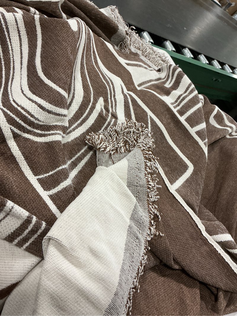 Condition photo showing As Is for Similar Royhom Sectional Couch Covers 2 Pieces, L Shaped Couch Cover Blanket, Boho Sofa Covers Washable, Sofa Slipcover with Tassel, Suitable for All Seasons (71\"x118\"+91\"x134\", Coffee) XXX-Large Boho Coffee