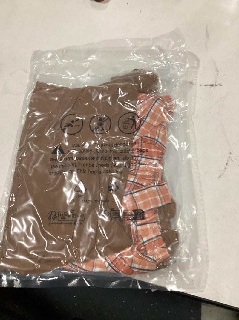 Condition photo showing As Is for Noubeau Toddler Baby Girl Thanksgiving Outfits Ruffle Sleeve Ribbed Top+Turkey Dot Overalls Suspender Dress Winter Clothes 18-24 Months Brown-3