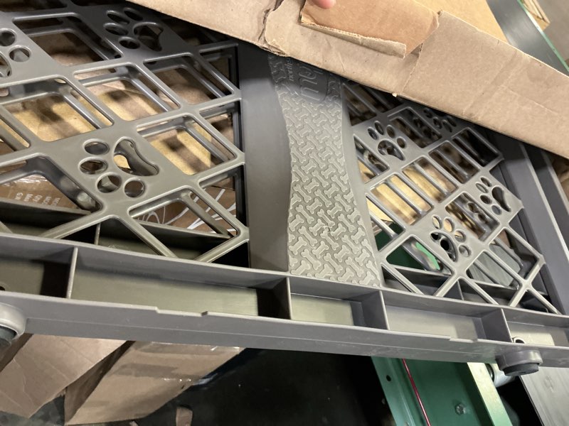Condition photo showing Good Condition for mypet north states paws portable pet gate: 26-40" wide. pressure mount. no tools needed. made in usa, 23" tall, expandable, durable dog gates for doorways, fieldstone gray