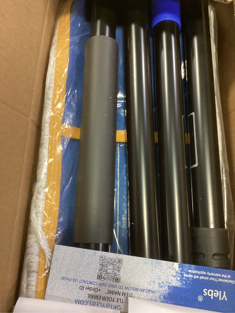 Condition photo showing New/Like New for 24" commercial dust mop for floor cleaning,heavy duty floor duster with 2 cotton reusable mop pads,59” long handle wet dry flat mops for hardwood floors,marble, laminate,tile,concrete,garage (blue) blue yellow