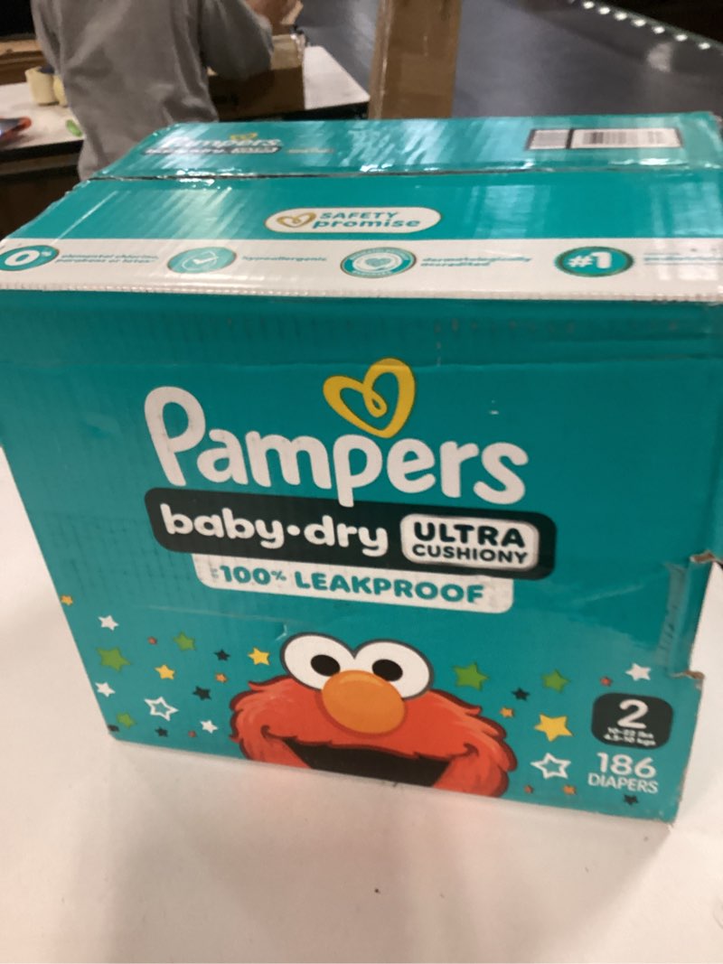 Condition photo showing New/Like New for Pampers Diapers - Baby Dry - Size 2, 186 Count, Absorbent Disposable Infant Diaper (Packaging May Vary) Size 2 186