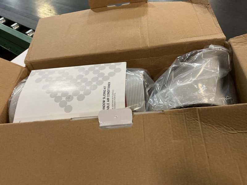 Condition photo showing Good Condition for portable air conditioner window vent kit, adjustable window seal with 5.9 inch diameter, 59 inch length exhaust hose for a/c unit universal for sliding horizontal or vertical window 5.9" diameter kit & exhaust hose 59" length