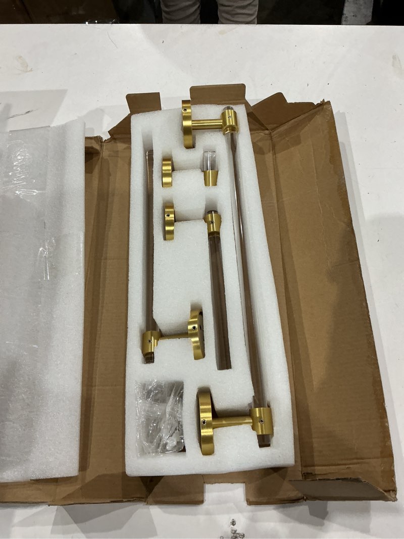 Condition photo showing Good Condition for bathroom accessories set acrylic gold - towel bar rack toilet paper holder towel hook - wall mounted bathroom hardware set 3 pieces shunli 3-piece (56.5cm towel bar)
