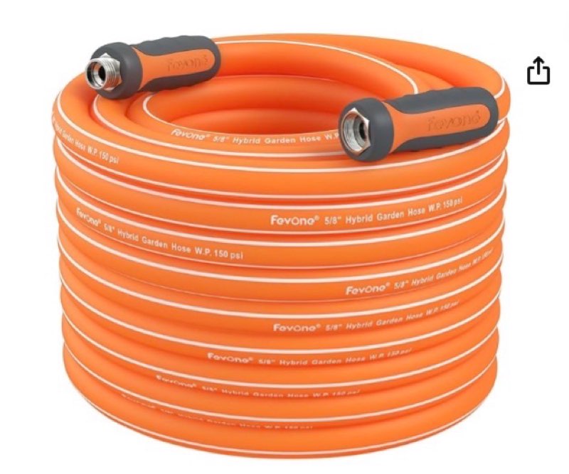 fevone garden water hose with solid aluminum fittings for patio & garden, drinking water safe, 5/8" x 80 ft