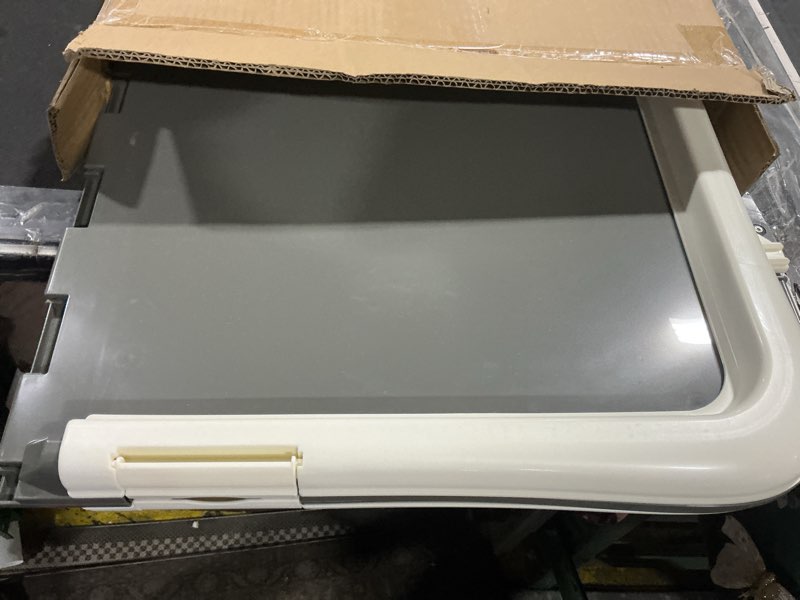 Condition photo showing As Is for Amazon Basics Dog Training Pad Holder, Secured Latches, Extra Thick and Non-Slip, Recycled Plastic, 28 x 34 inch, L, White and Charcoal 28'' X 34''