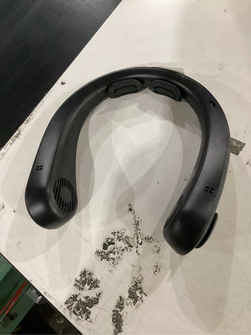 Condition photo showing Good Condition for portable neck fan that blow cold air, led display, rechargeable hands-free wearable cooling personal fan, 5 speed, neck support, bladeless neck air conditioner, gifts for women/men, hot flashes black