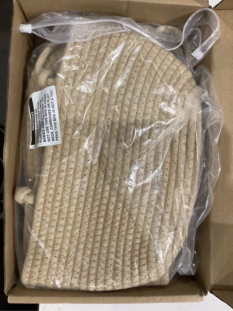 Condition photo showing Good Condition for 3-Tier Decorative Cotton Rope Hanging Basket, Wall-Mounted Woven Storage Organizer Bag, Jute