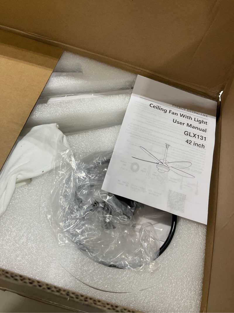 Condition photo showing Good Condition for outdoor ceiling fan with lights, 42 inch plug in gazebo fans with remote app control, quiet dc motor, dimmable 3cct, waterproof hanging fans for patios, porch, white white 42 inch
