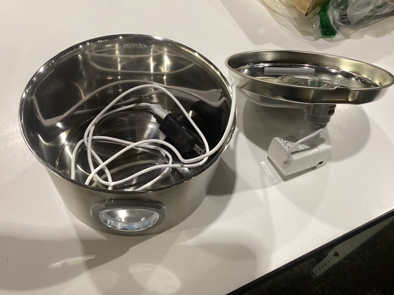 Condition photo showing As Is for cat water fountain stainless steel: 74oz/2.2l cat fountain for drinking - pet water fountain for cats inside - quiet cats water bowl dispenser - kitty drinking fountains - for pets& small animals 74oz fountain