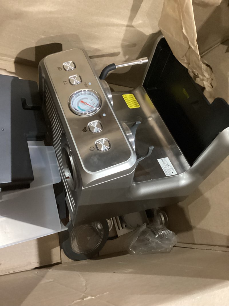 Condition photo showing As Is for (2026 upgrade) espresso machine with grinder, expresso coffee machines with built-in anti-clog coffee grinder/milk steam wand/frother, expresso machines for home perfect cappuccino & latte-silver