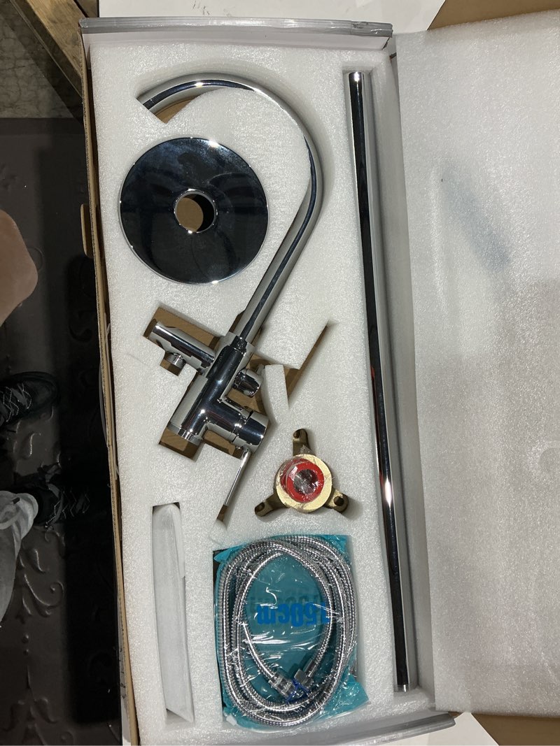 Condition photo showing Good Condition for freestanding bathtub faucet, floor mount bathtub faucet freestanding tub faucet standing bathtub filler, high-flow bath shower faucet with handheld sprinkler, chrome plated, brass