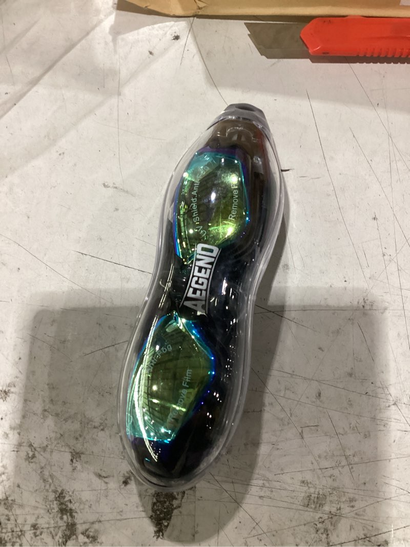 Condition photo showing New/Like New for aegend swim goggles no leaking anti-fog uv protection mirrored swim glasses for adult men women, wide view outdoor bright blue & aqu