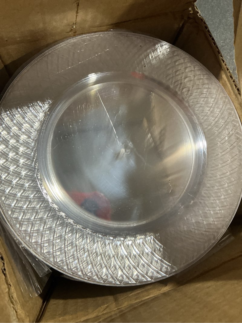Condition photo showing Good Condition for prestee 100 pack clear plastic plates for party - 6.25 inch small round dessert plate and appetizer platter - heavy duty disposable plastic plates for parties, weddings, caterings and events clear 100 count