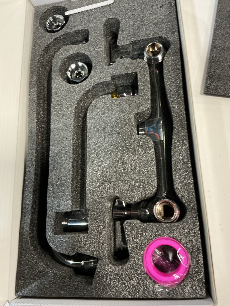 Condition photo showing New/Like New for BWE Commercial Kitchen Sink Faucet with Swivel Spout 2 Dual Handles Wall Mount Faucet for Kitchen Sink Utility Laundry Restaurant Chrome Solid Brass Construction Mixer Tap