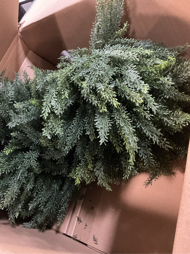 Condition photo showing Good Condition for 24.2" outdoor artificial plants topiary trees - uv resistant faux greenery fake shrubs bushes for front porch home garden patio decor with ground spike