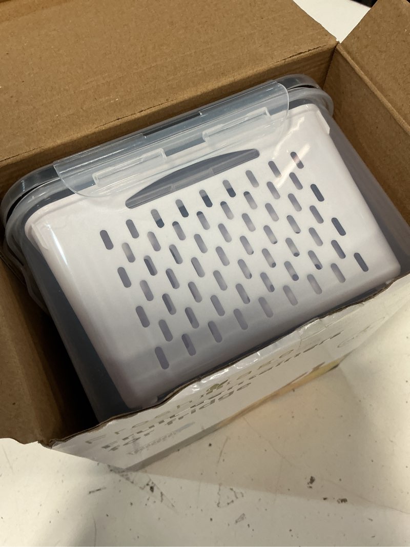 Condition photo showing Good Condition for freshmage fruit storage containers for fridge with removable colander, airtight food storage container, dishwasher safe produce saver for refrigerator, keep berry fruit fresh longer 4 pcs small clear clear small 4