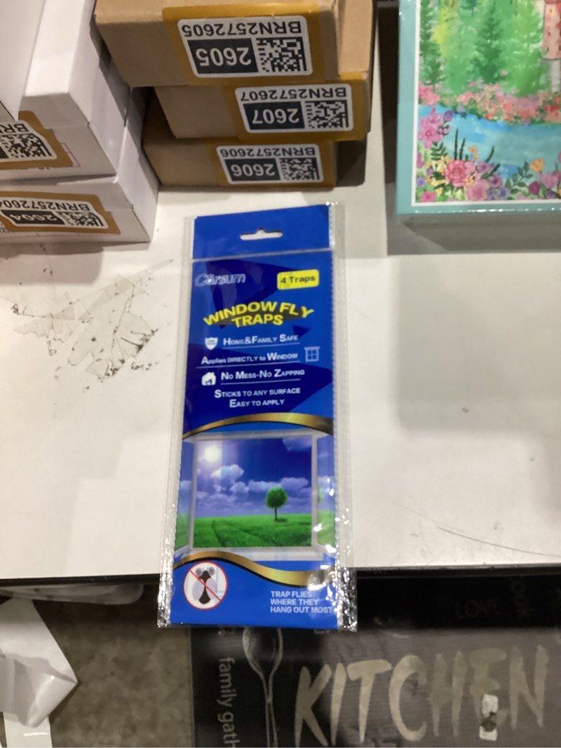 Condition photo showing New/Like New for Garsum Window Fly Traps Indoor, Fly Paper Bug Sticky Strips, House Fly Killer Window Decal Non-Toxic,4 Pcs 4 Traps