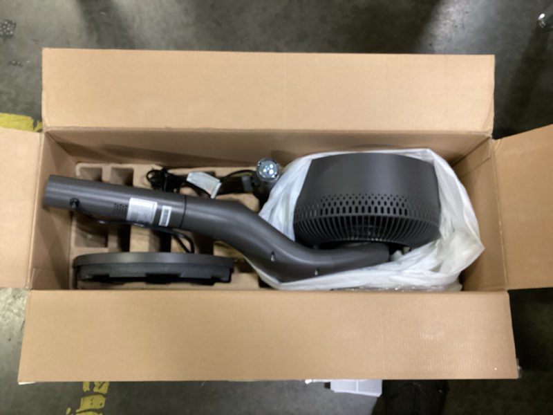 Condition photo showing New/Like New for dreo pedestal fan for bedroom, 90-degree oscillating standing fan, quiet floor fan with dc motor, 95ft of air flow, 9 speeds, 3 modes, 25db, 120-degree manual tilt, adjustable height, timer, remote