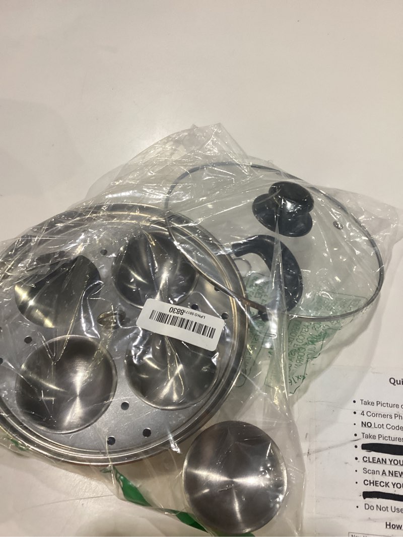 Condition photo showing Good Condition for egg poacher - eggssentials poached egg maker, stainless steel egg poaching pan, poached eggs cooker food grade safe pfoa free with spatula.