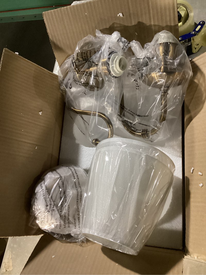 Condition photo showing New/Like New for aiwen 2-light bedroom wall lamps polished solid brass finish wall lights with white flax fabric shade vintage reading lights wall sconces for bedside hallway e12 gold(large)