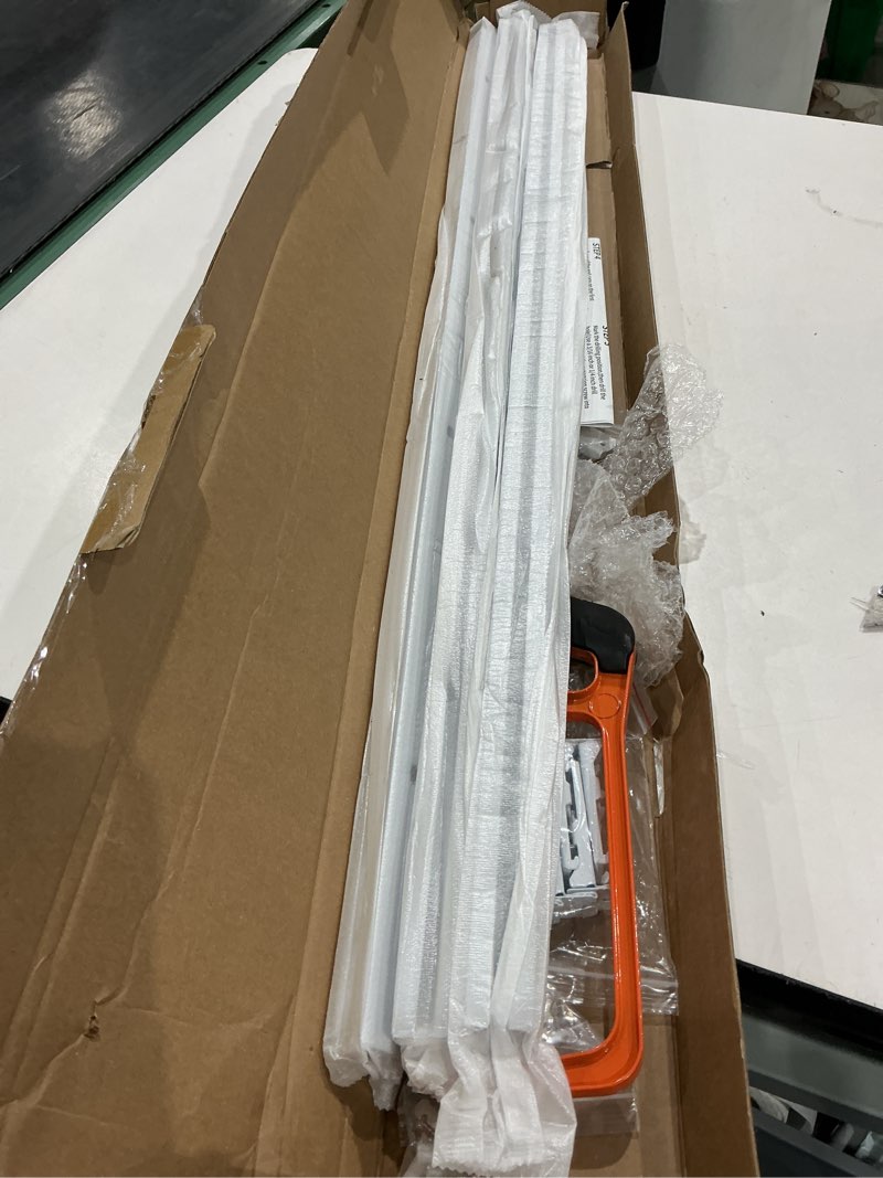 Condition photo showing As Is for felidesign curtain track, ceiling curtain track for room divider, ceiling mount rail set with roller hooks, white, 6ft - 9ft