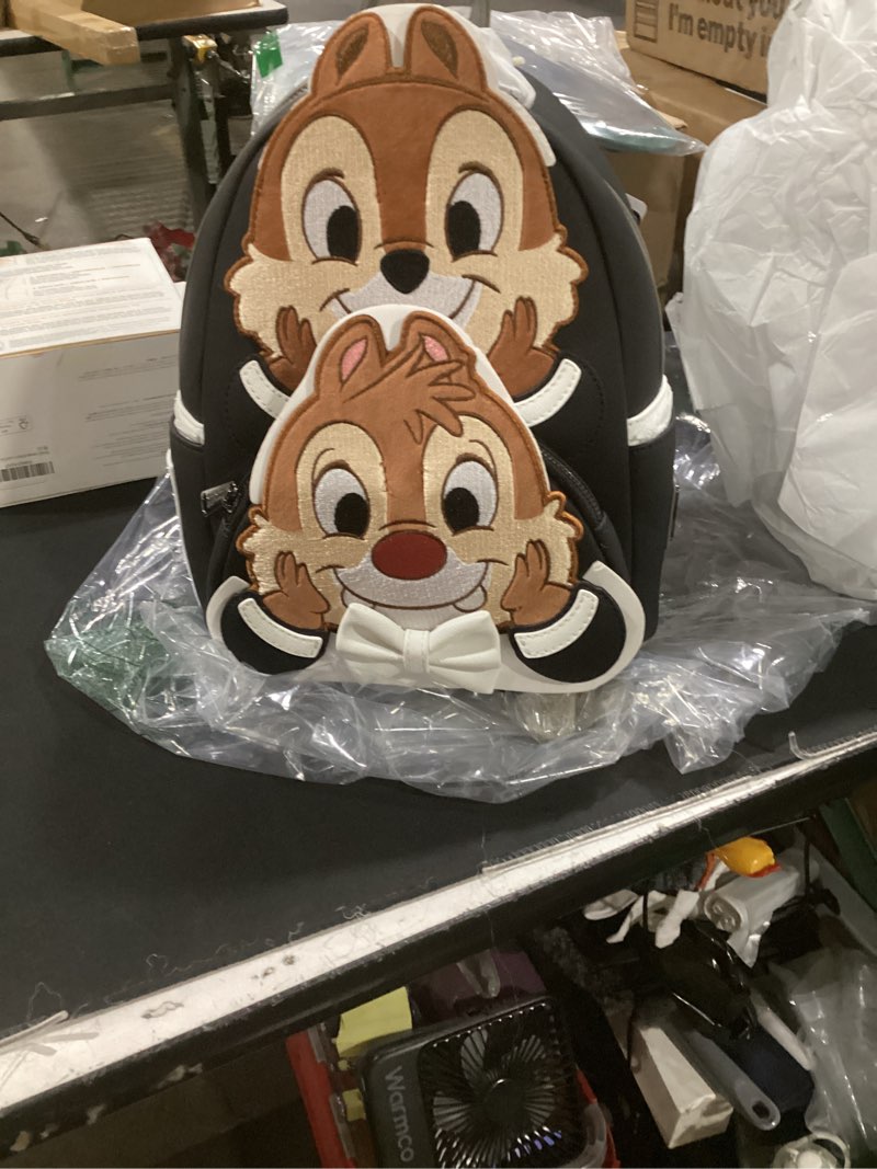 Condition photo showing New/Like New for loungefly chip 'n' dale two chips & a miss mini backpack