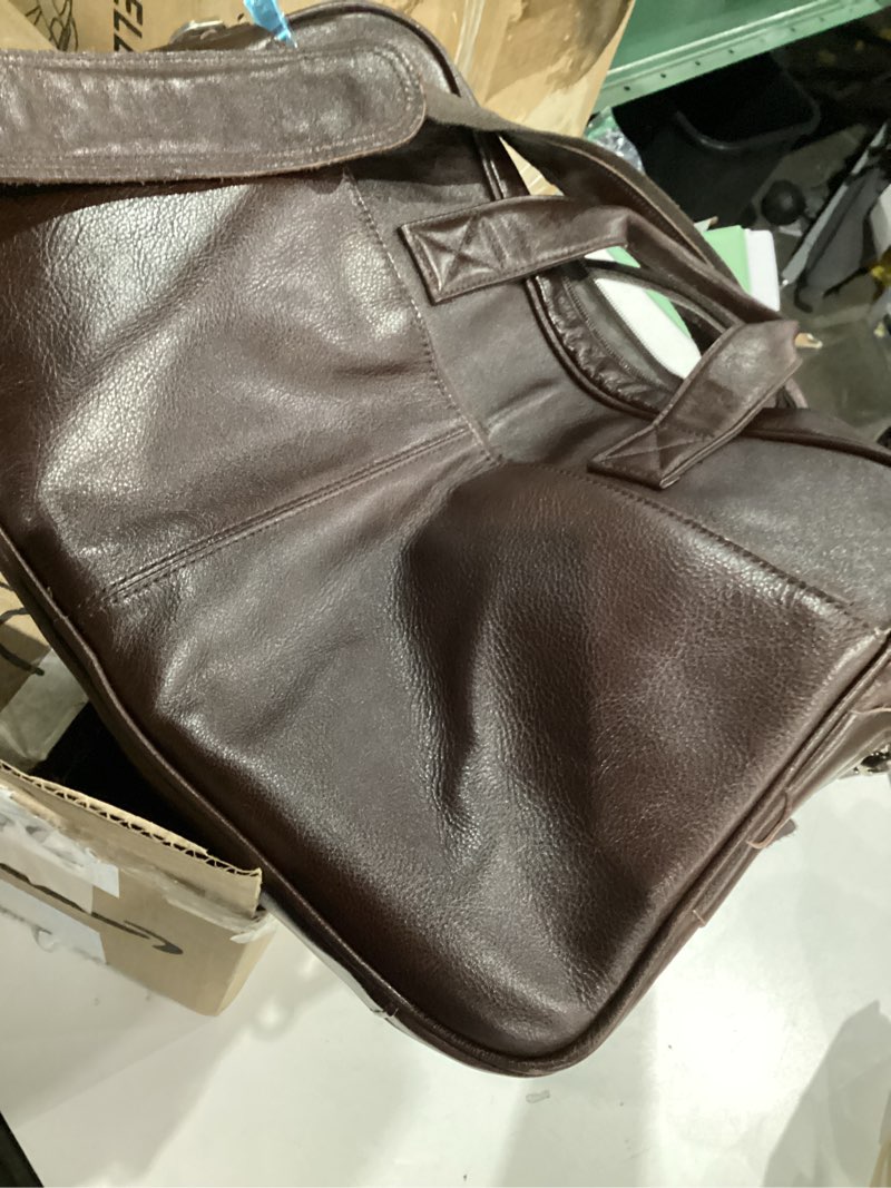 Condition photo showing Good Condition for (similar to not exact )faux leather messenger bag for men | 17-17.3 inch leather mens laptop bag leather briefcasen convertible backpack 3 in 1 computer handbags work bag shoulder crossbody bag office | vintage brown brown-1