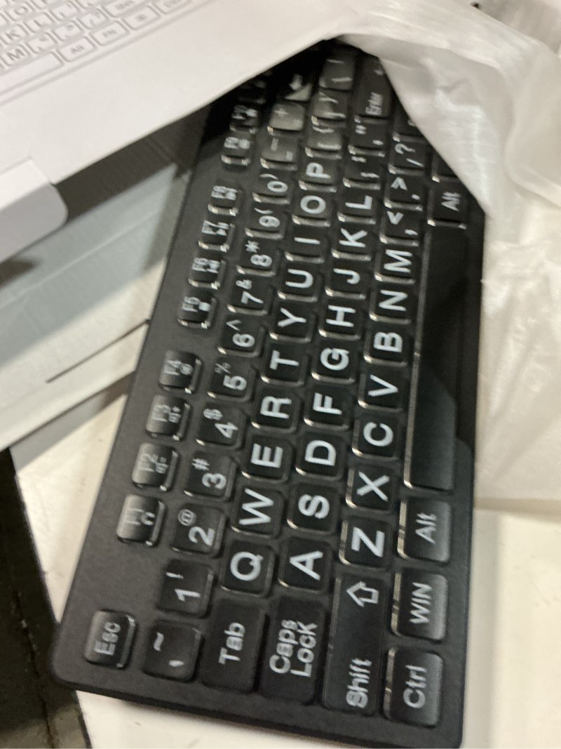 Condition photo showing Good Condition for large print wireless keyboard and mouse - 7 colors backlit keyboard, oversize letters keys easy to see and type, rechargeable keyboard and mouse with light up key, compatible for pc, windows, gaming