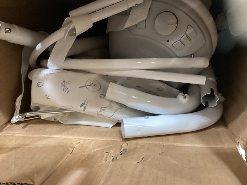 Condition photo showing As Is for graco simple sway portable baby swing for infants, newborn swing with 15 songs and sounds, great gift for new parents, baby registry must have blythe
