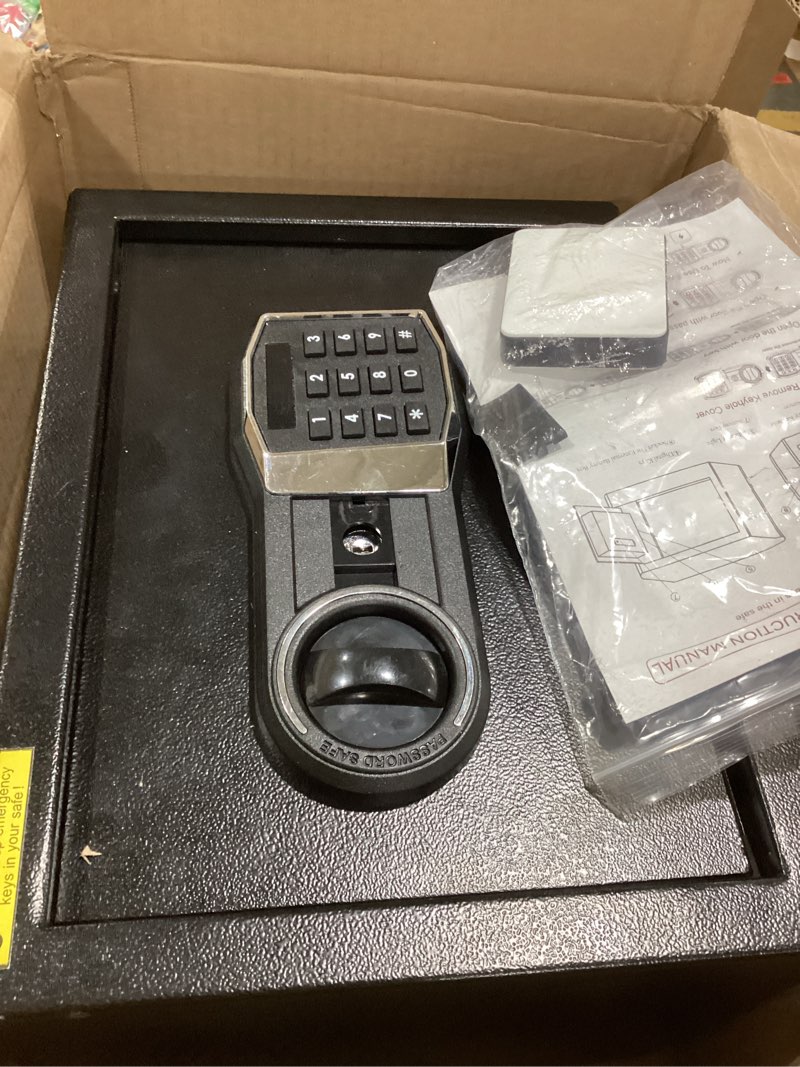 Condition photo showing Good Condition for 1.3 Cub Small Fireproof Safe for Home, Security Anti-Theft Fire Proof Safe Box with Spare Keys, Programmable Keypad and Alarm System, Digital Fireproof and Waterproof Safes for Document Money Medicine 1.3 Cubic