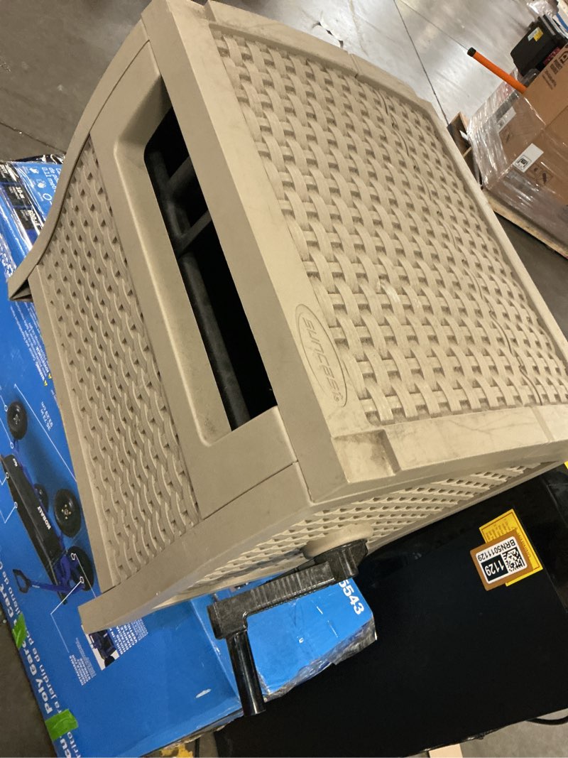 Condition photo showing As Is for suncast slide trak hideaway plastic 175-ft container hose reel