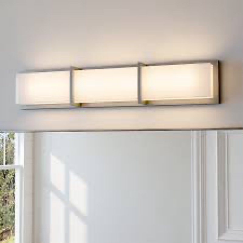allen + roth, 27-in "brighton" led brushed nickel modern vanity light bar
