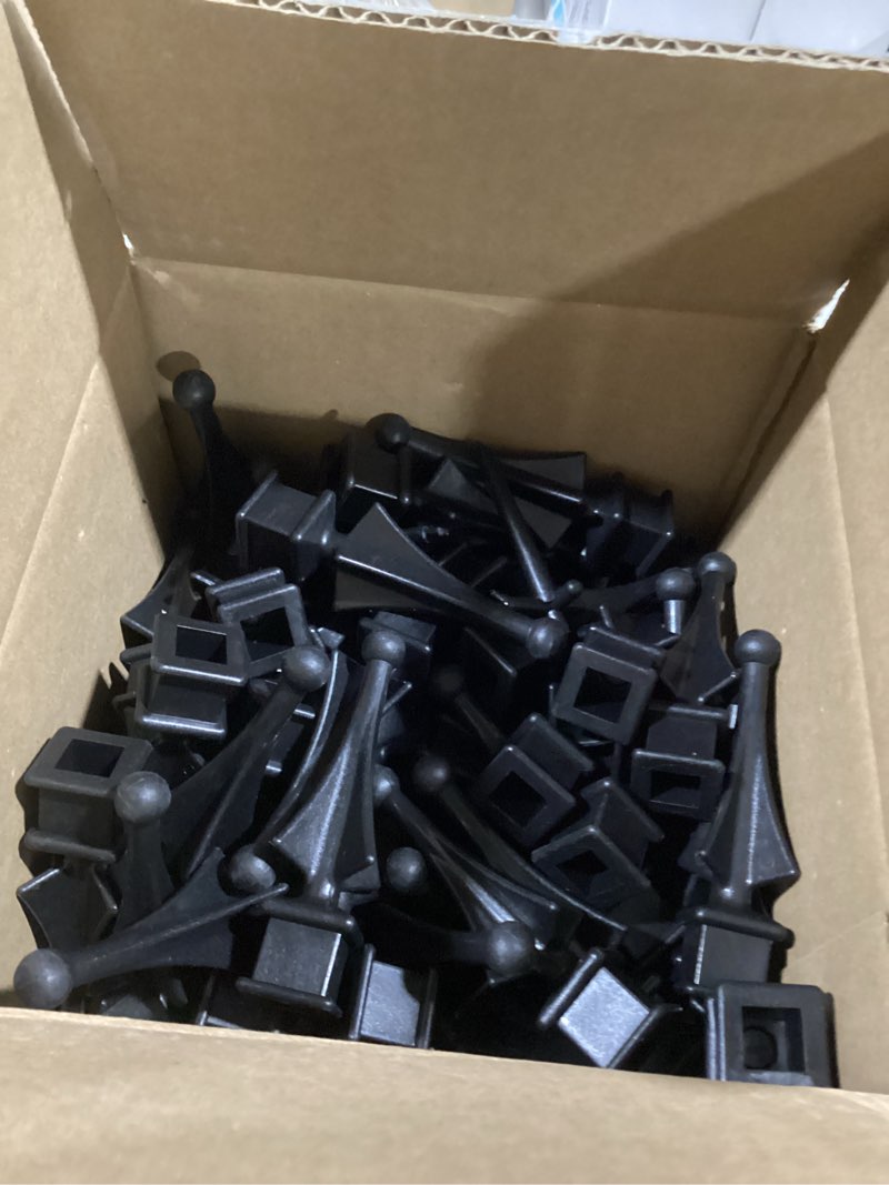 Condition photo showing Good Condition for 1/2" black plastic four-sided spire wing tip finial fence topper for iron picket fence (50, 1/2") 50 1/2 inch