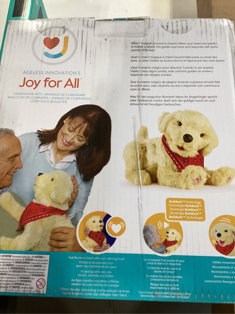 Condition photo showing As Is for joy for all ageless innovation companion pet for seniors - lifelike animatronic dog - realistic soft-touch coat & heartbeat - therapy stuffed animal - toy for alzheimer's & dementia - golden pup brown