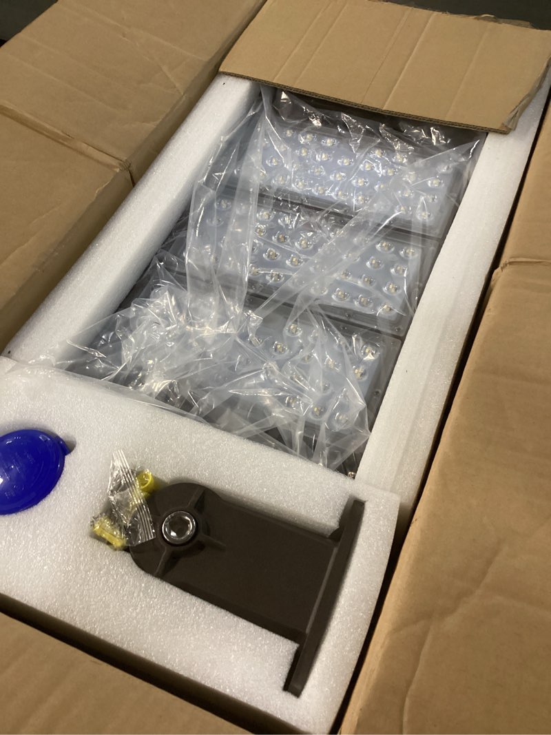 Condition photo showing Good Condition for Juyace 300W LED Parking Lot Light Dusk to Dawn Outdoor Lighting Wall Mount Exterior Flood Commercial Outside IP65 Waterproof 100-277V Shoebox Street Security Area 300W Wall Mount 1 Pack